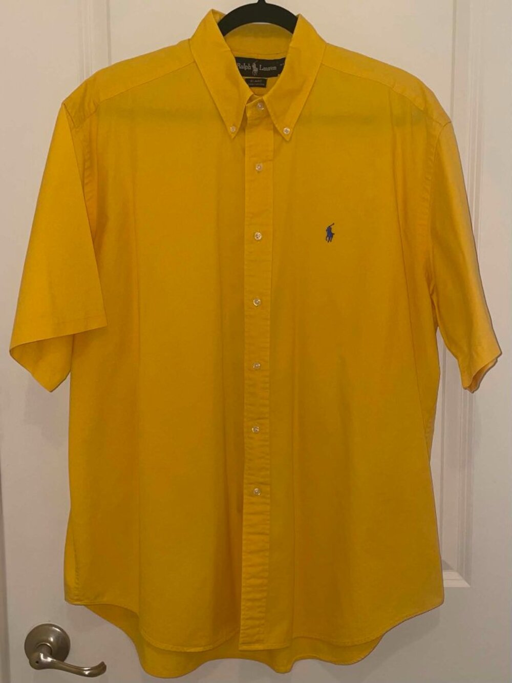 RALPH LAUREN Men’s Polo Yellow Short Sleeve Button Up Shirt, Size XL